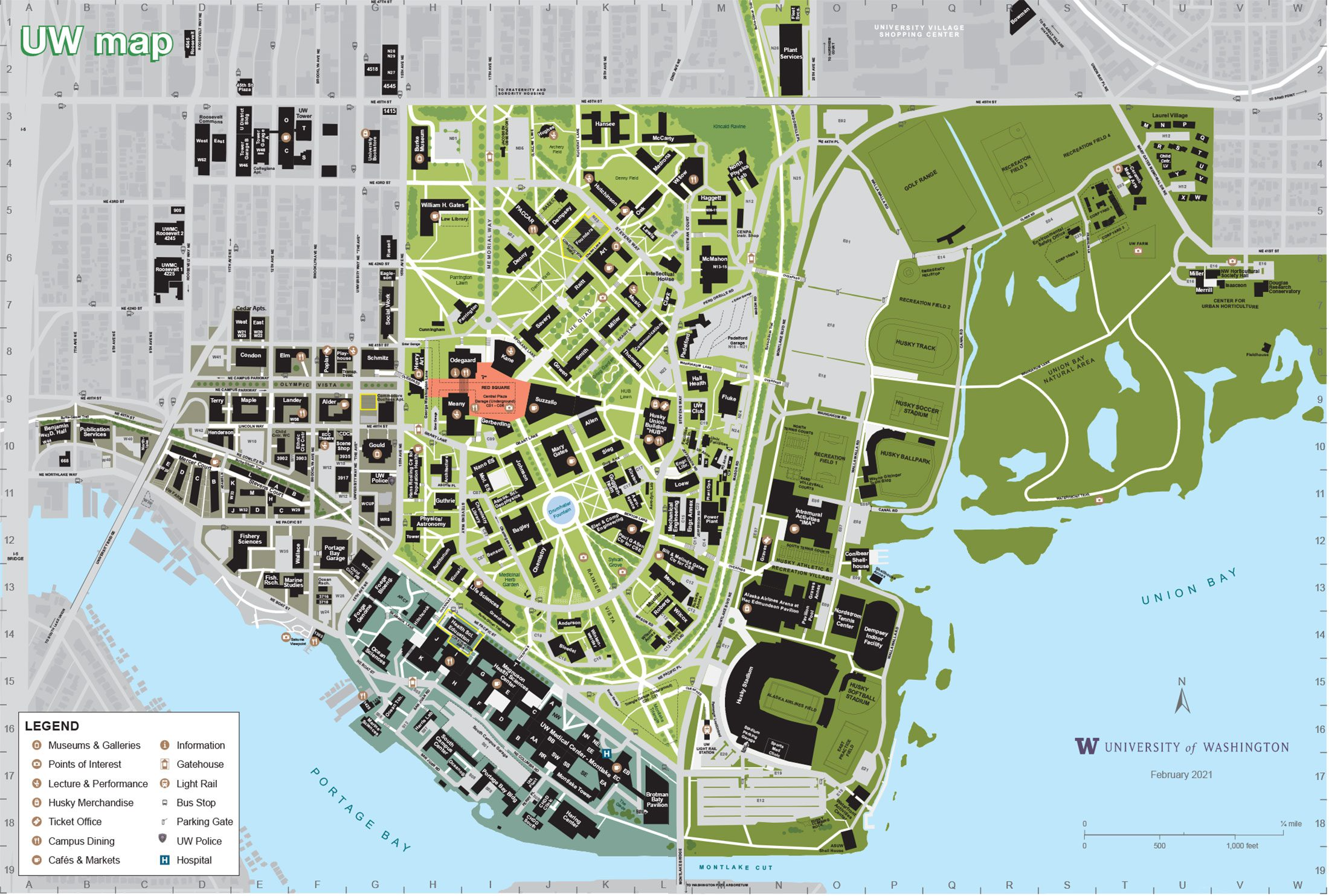 Map of the University of Washington campus area.